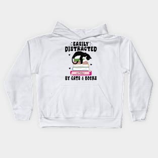 Easily Distracted By Cats And Books Kids Hoodie